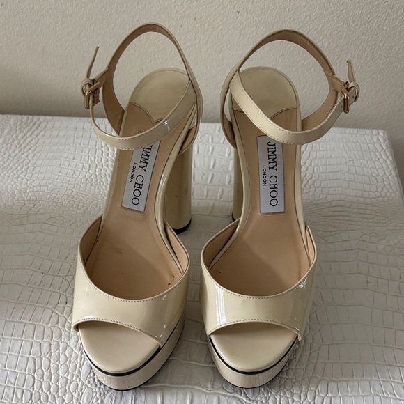 Jimmy Choo Cream Patent Leather Heels